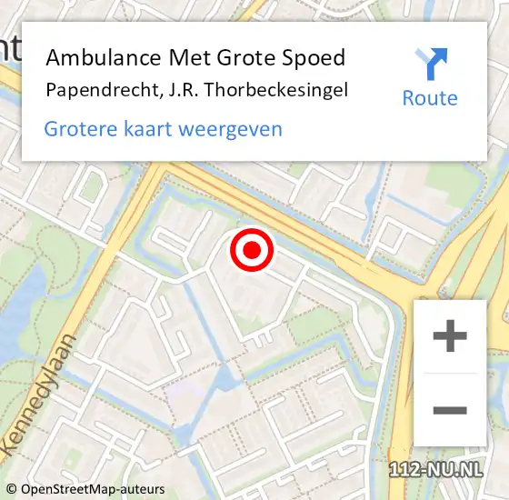 Locatie op kaart van de 112 melding: Ambulance Met Grote Spoed Naar Papendrecht, J.R. Thorbeckesingel op 30 april 2024 06:04