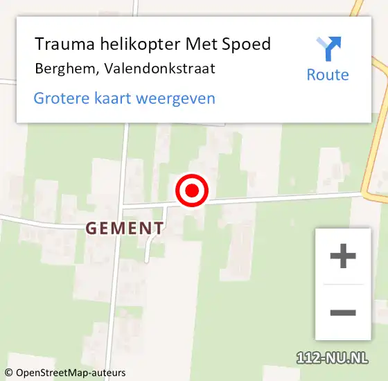 Locatie op kaart van de 112 melding: Trauma helikopter Met Spoed Naar Berghem, Valendonkstraat op 30 april 2024 06:14