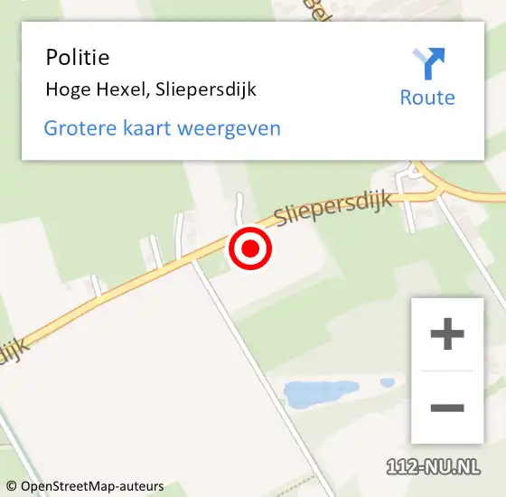 Locatie op kaart van de 112 melding: Politie Hoge Hexel, Sliepersdijk op 30 april 2024 06:42