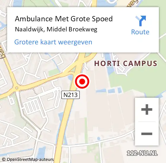 Locatie op kaart van de 112 melding: Ambulance Met Grote Spoed Naar Naaldwijk, Middel Broekweg op 30 april 2024 06:55
