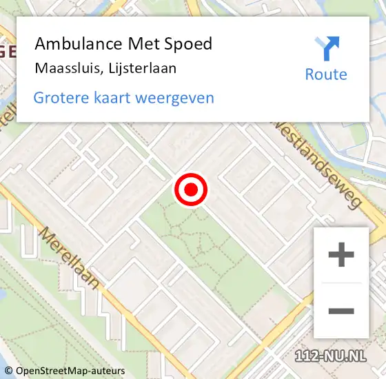 Locatie op kaart van de 112 melding: Ambulance Met Spoed Naar Maassluis, Lijsterlaan op 30 april 2024 07:06