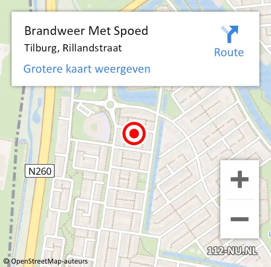 Locatie op kaart van de 112 melding: Brandweer Met Spoed Naar Tilburg, Rillandstraat op 30 april 2024 07:16