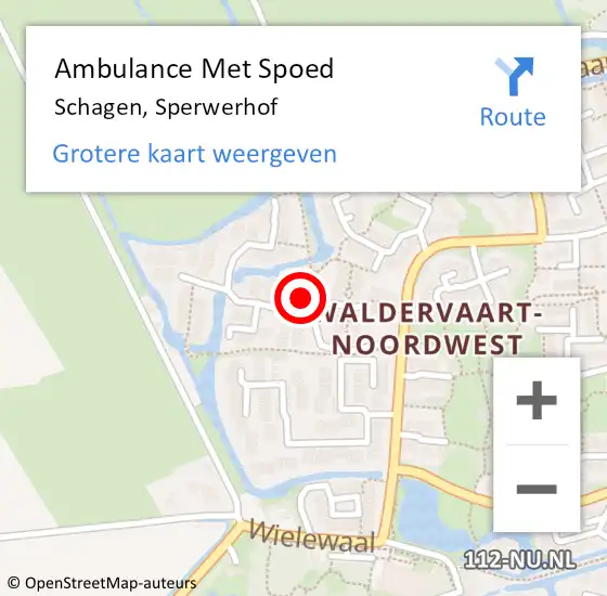 Locatie op kaart van de 112 melding: Ambulance Met Spoed Naar Schagen, Sperwerhof op 30 april 2024 07:40