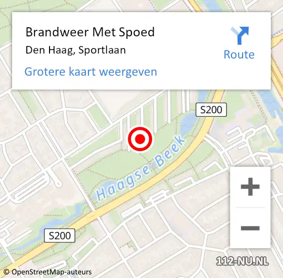 Locatie op kaart van de 112 melding: Brandweer Met Spoed Naar Den Haag, Sportlaan op 30 april 2024 08:05