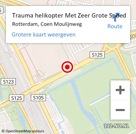 Locatie op kaart van de 112 melding: Trauma helikopter Met Zeer Grote Spoed Naar Rotterdam, Coen Moulijnweg op 30 april 2024 08:13