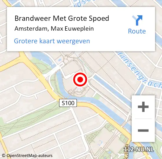 Locatie op kaart van de 112 melding: Brandweer Met Grote Spoed Naar Amsterdam, Max Euweplein op 30 april 2024 08:17