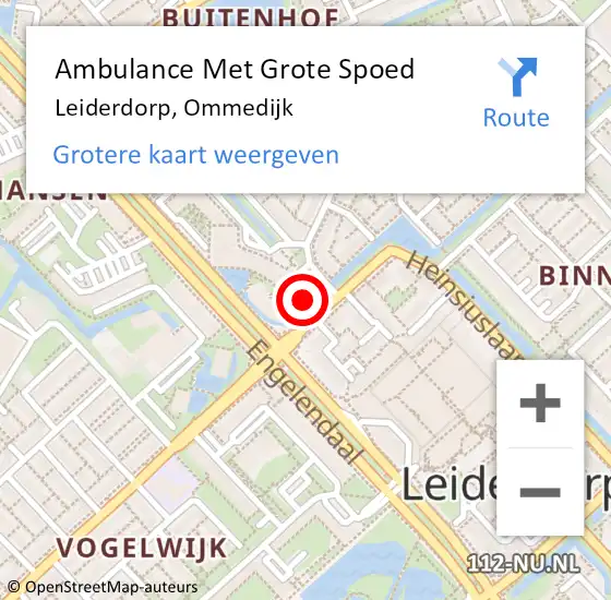 Locatie op kaart van de 112 melding: Ambulance Met Grote Spoed Naar Leiderdorp, Ommedijk op 30 april 2024 08:27