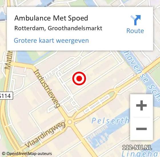 Locatie op kaart van de 112 melding: Ambulance Met Spoed Naar Rotterdam, Groothandelsmarkt op 30 april 2024 08:43