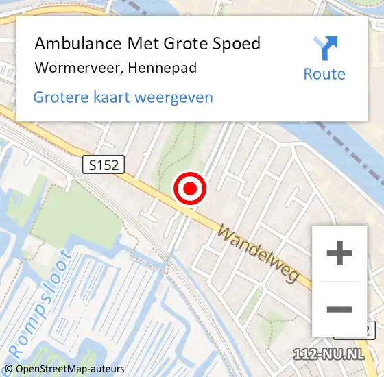 Locatie op kaart van de 112 melding: Ambulance Met Grote Spoed Naar Wormerveer, Hennepad op 30 april 2024 08:43