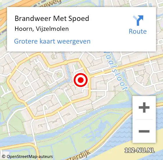 Locatie op kaart van de 112 melding: Brandweer Met Spoed Naar Hoorn, Vijzelmolen op 30 april 2024 08:47