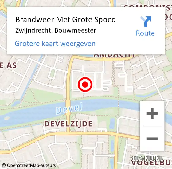 Locatie op kaart van de 112 melding: Brandweer Met Grote Spoed Naar Zwijndrecht, Bouwmeester op 30 april 2024 08:59