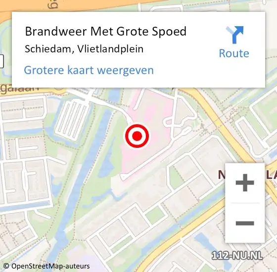 Locatie op kaart van de 112 melding: Brandweer Met Grote Spoed Naar Schiedam, Vlietlandplein op 30 april 2024 09:13