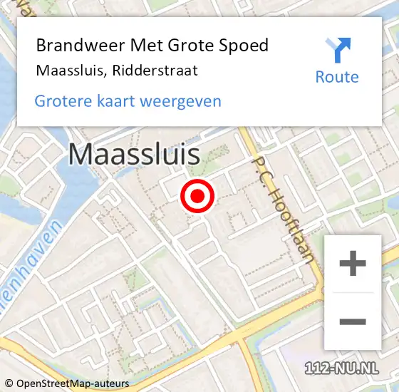 Locatie op kaart van de 112 melding: Brandweer Met Grote Spoed Naar Maassluis, Ridderstraat op 30 april 2024 09:23