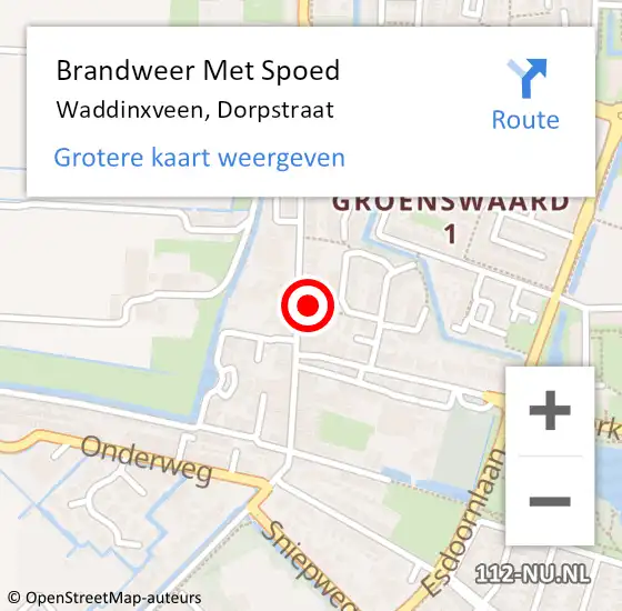 Locatie op kaart van de 112 melding: Brandweer Met Spoed Naar Waddinxveen, Dorpstraat op 30 april 2024 09:33