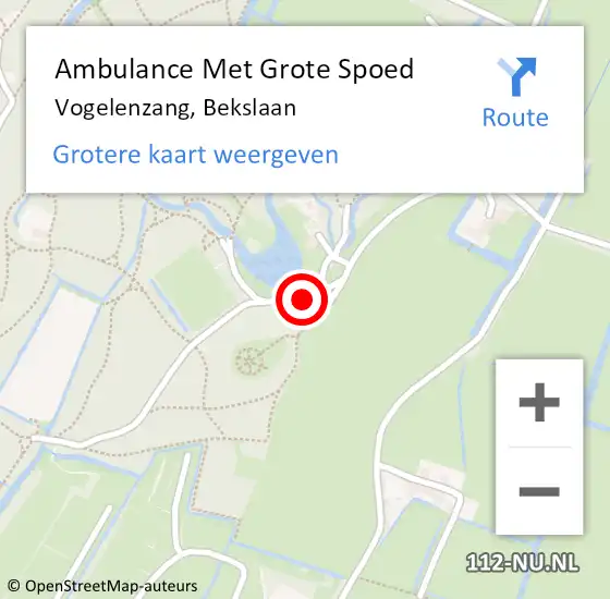 Locatie op kaart van de 112 melding: Ambulance Met Grote Spoed Naar Vogelenzang, Bekslaan op 30 april 2024 09:40