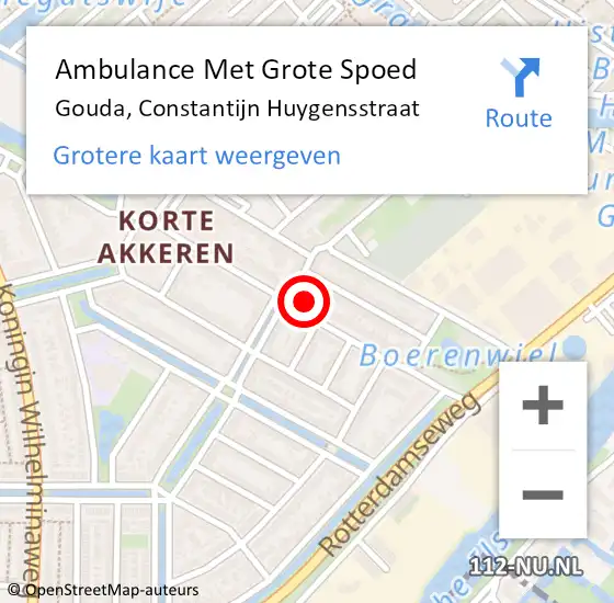 Locatie op kaart van de 112 melding: Ambulance Met Grote Spoed Naar Gouda, Constantijn Huygensstraat op 30 april 2024 09:46