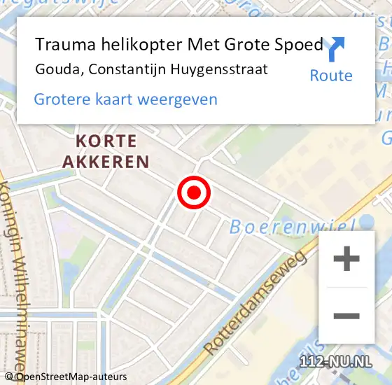 Locatie op kaart van de 112 melding: Trauma helikopter Met Grote Spoed Naar Gouda, Constantijn Huygensstraat op 30 april 2024 09:49