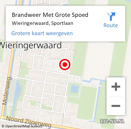 Locatie op kaart van de 112 melding: Brandweer Met Grote Spoed Naar Wieringerwaard, Sportlaan op 4 oktober 2014 06:47