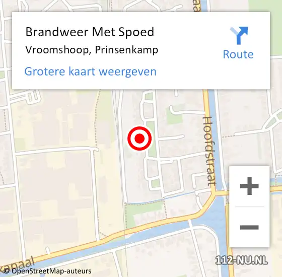 Locatie op kaart van de 112 melding: Brandweer Met Spoed Naar Vroomshoop, Prinsenkamp op 30 april 2024 10:00