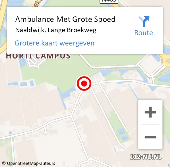 Locatie op kaart van de 112 melding: Ambulance Met Grote Spoed Naar Naaldwijk, Lange Broekweg op 30 april 2024 10:12