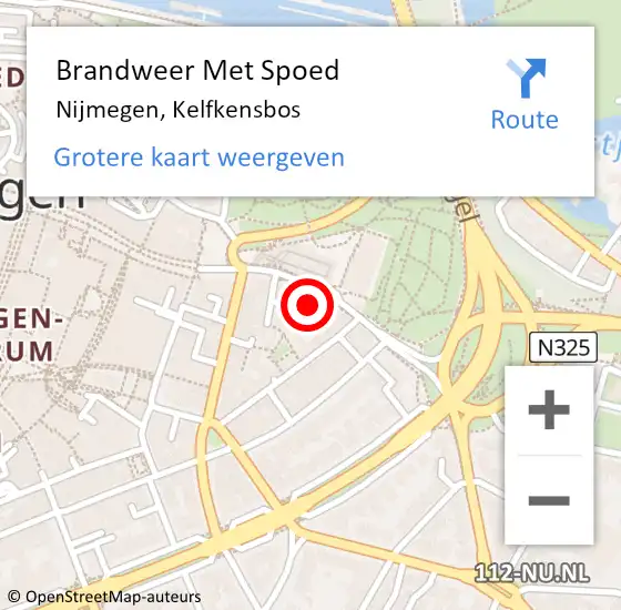 Locatie op kaart van de 112 melding: Brandweer Met Spoed Naar Nijmegen, Kelfkensbos op 30 april 2024 10:17