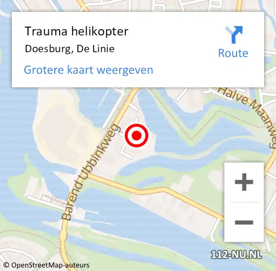 Locatie op kaart van de 112 melding: Trauma helikopter Doesburg, De Linie op 30 april 2024 10:21