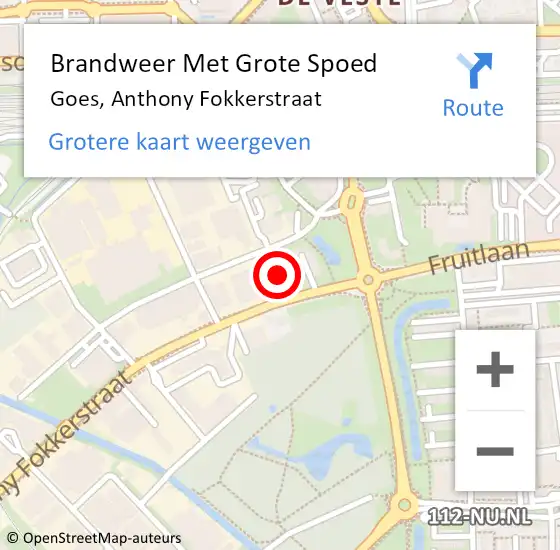 Locatie op kaart van de 112 melding: Brandweer Met Grote Spoed Naar Goes, Anthony Fokkerstraat op 30 april 2024 10:35