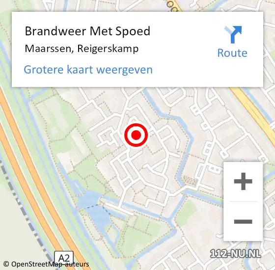 Locatie op kaart van de 112 melding: Brandweer Met Spoed Naar Maarssen, Reigerskamp op 30 april 2024 10:39