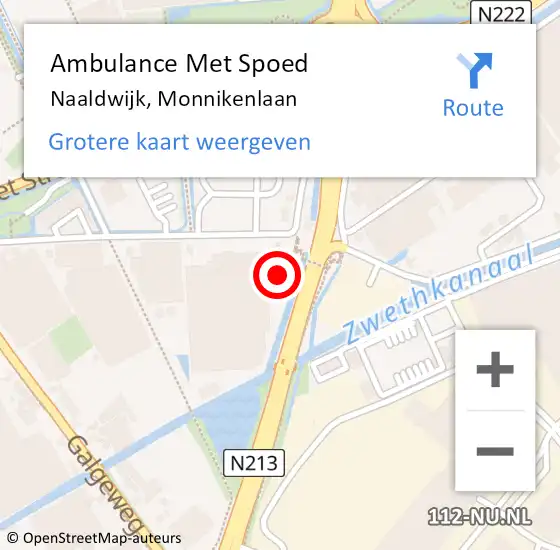 Locatie op kaart van de 112 melding: Ambulance Met Spoed Naar Naaldwijk, Monnikenlaan op 30 april 2024 10:42