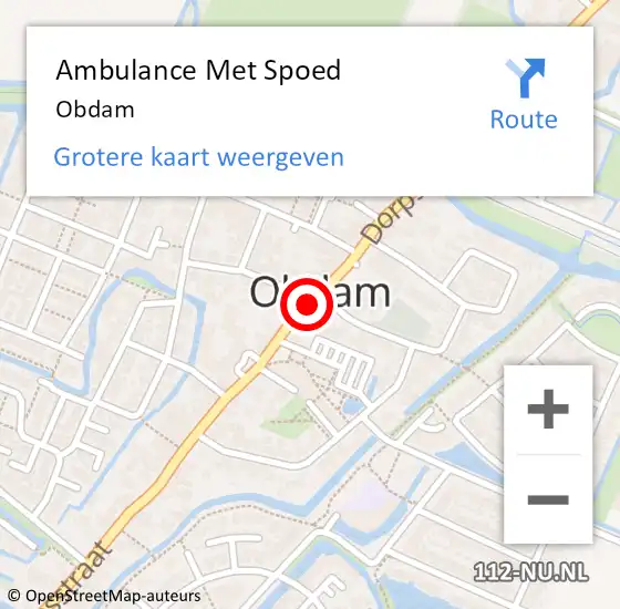 Locatie op kaart van de 112 melding: Ambulance Met Spoed Naar Obdam op 30 april 2024 10:50