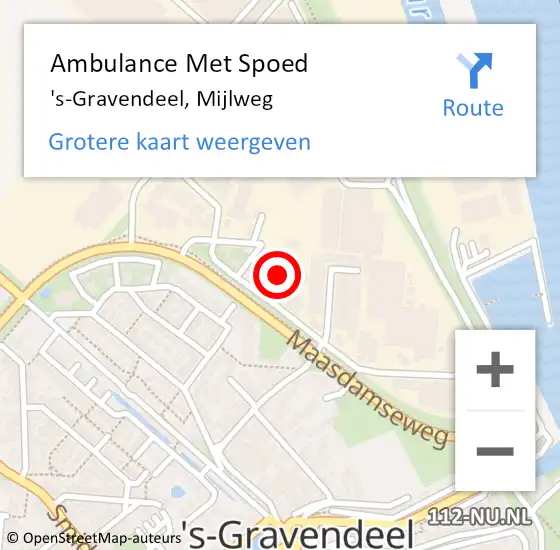 Locatie op kaart van de 112 melding: Ambulance Met Spoed Naar 's-Gravendeel, Mijlweg op 30 april 2024 10:56