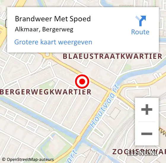 Locatie op kaart van de 112 melding: Brandweer Met Spoed Naar Alkmaar, Bergerweg op 30 april 2024 11:09