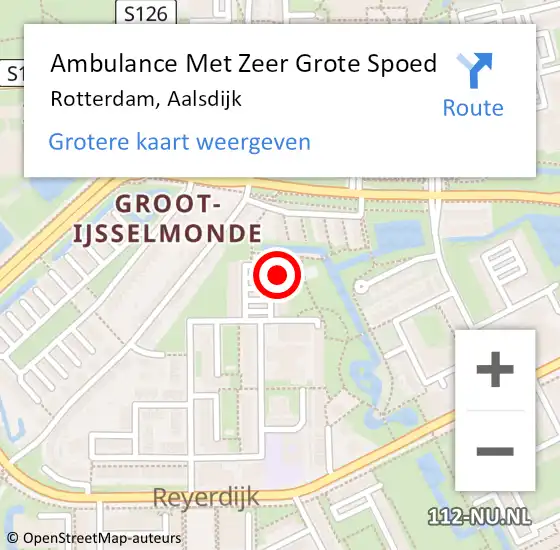 Locatie op kaart van de 112 melding: Ambulance Met Zeer Grote Spoed Naar Rotterdam, Aalsdijk op 30 april 2024 11:22
