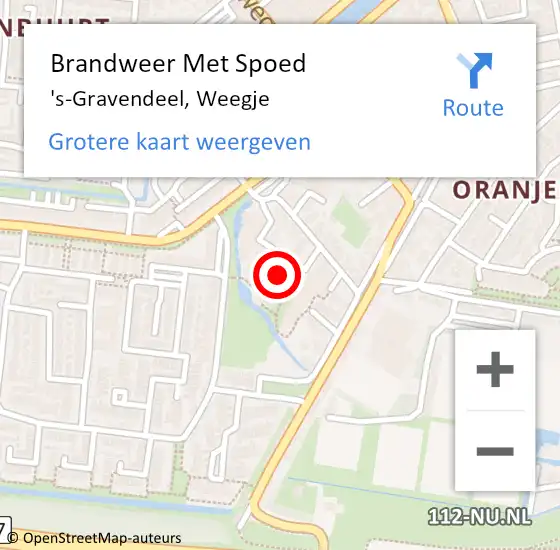 Locatie op kaart van de 112 melding: Brandweer Met Spoed Naar 's-Gravendeel, Weegje op 30 april 2024 11:33