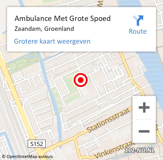 Locatie op kaart van de 112 melding: Ambulance Met Grote Spoed Naar Zaandam, Groenland op 30 april 2024 11:36