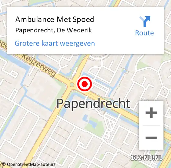 Locatie op kaart van de 112 melding: Ambulance Met Spoed Naar Papendrecht, De Wederik op 30 april 2024 11:53