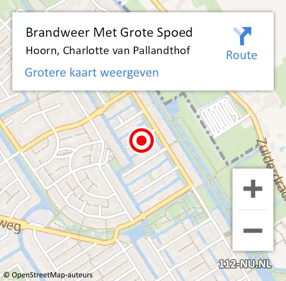 Locatie op kaart van de 112 melding: Brandweer Met Grote Spoed Naar Hoorn, Charlotte van Pallandthof op 30 april 2024 11:53