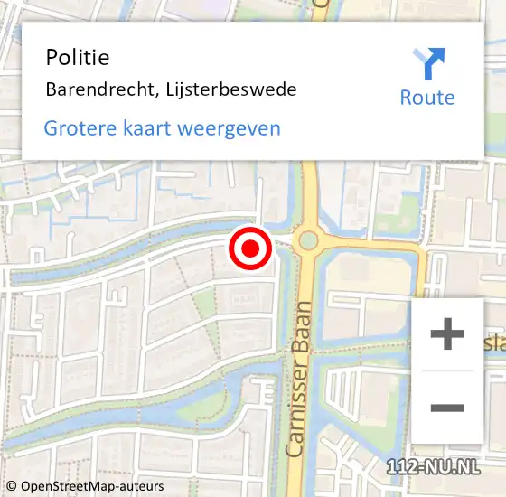 Locatie op kaart van de 112 melding: Politie Barendrecht, Lijsterbeswede op 30 april 2024 12:01