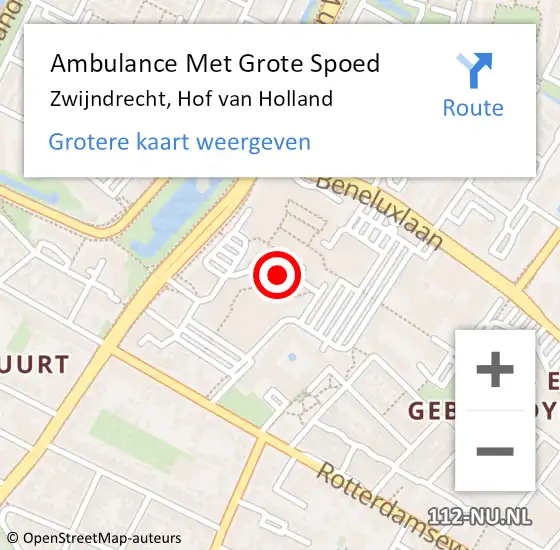 Locatie op kaart van de 112 melding: Ambulance Met Grote Spoed Naar Zwijndrecht, Hof van Holland op 30 april 2024 12:01