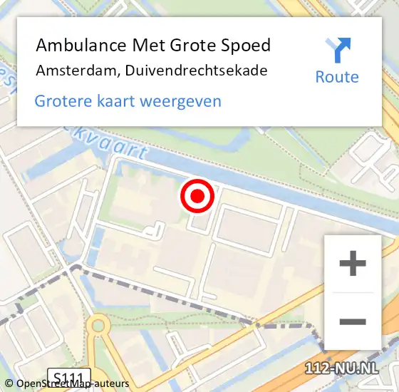 Locatie op kaart van de 112 melding: Ambulance Met Grote Spoed Naar Amsterdam, Duivendrechtsekade op 30 april 2024 12:13