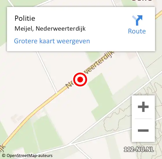 Locatie op kaart van de 112 melding: Politie Meijel, Nederweerterdijk op 30 april 2024 12:15