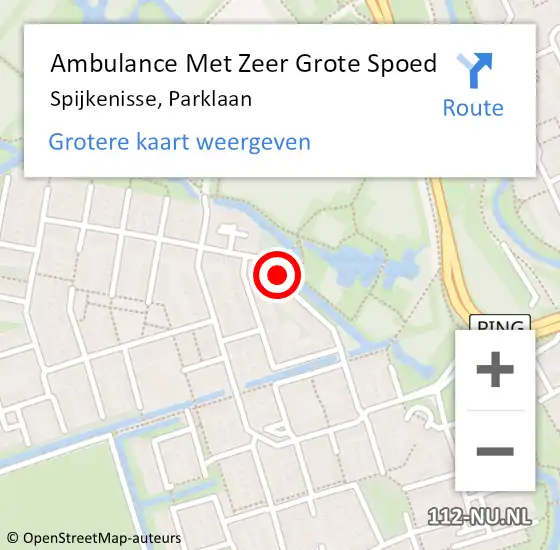 Locatie op kaart van de 112 melding: Ambulance Met Zeer Grote Spoed Naar Spijkenisse, Parklaan op 30 april 2024 12:18
