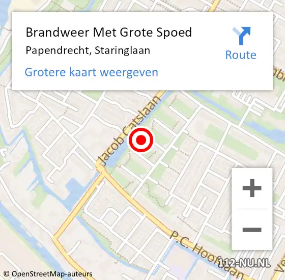 Locatie op kaart van de 112 melding: Brandweer Met Grote Spoed Naar Papendrecht, Staringlaan op 30 april 2024 12:21