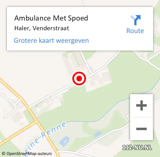 Locatie op kaart van de 112 melding: Ambulance Met Spoed Naar Haler, Venderstraat op 30 april 2024 12:25