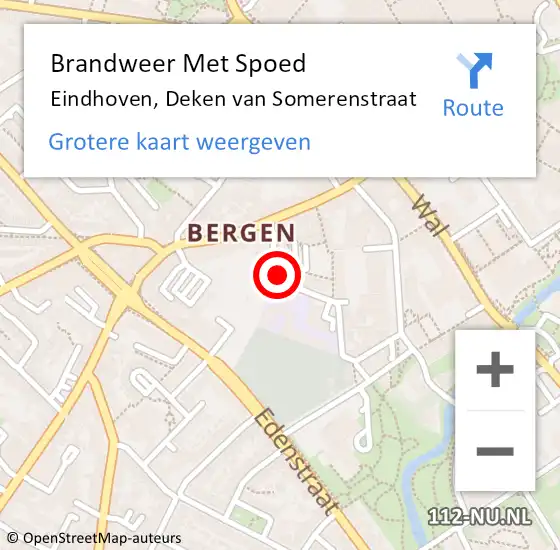 Locatie op kaart van de 112 melding: Brandweer Met Spoed Naar Eindhoven, Deken van Somerenstraat op 30 april 2024 12:29