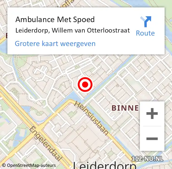 Locatie op kaart van de 112 melding: Ambulance Met Spoed Naar Leiderdorp, Willem van Otterloostraat op 30 april 2024 12:47