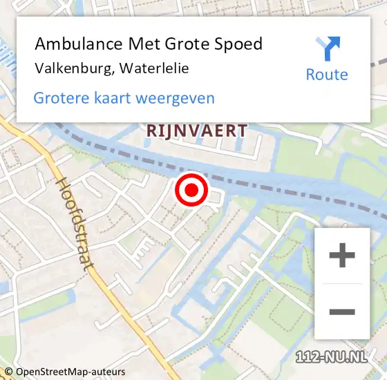 Locatie op kaart van de 112 melding: Ambulance Met Grote Spoed Naar Valkenburg, Waterlelie op 30 april 2024 12:49