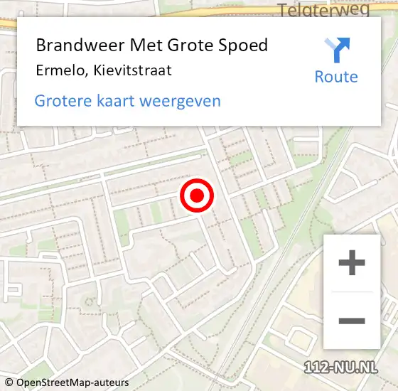 Locatie op kaart van de 112 melding: Brandweer Met Grote Spoed Naar Ermelo, Kievitstraat op 30 april 2024 12:51