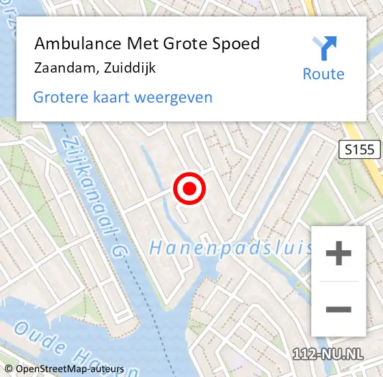 Locatie op kaart van de 112 melding: Ambulance Met Grote Spoed Naar Zaandam, Zuiddijk op 30 april 2024 12:52