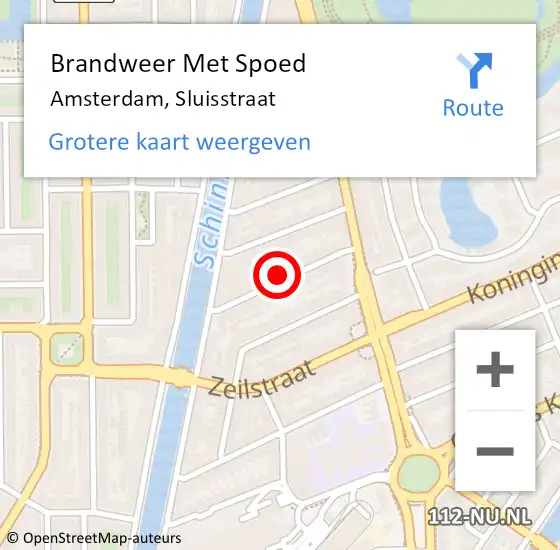 Locatie op kaart van de 112 melding: Brandweer Met Spoed Naar Amsterdam, Sluisstraat op 30 april 2024 12:54